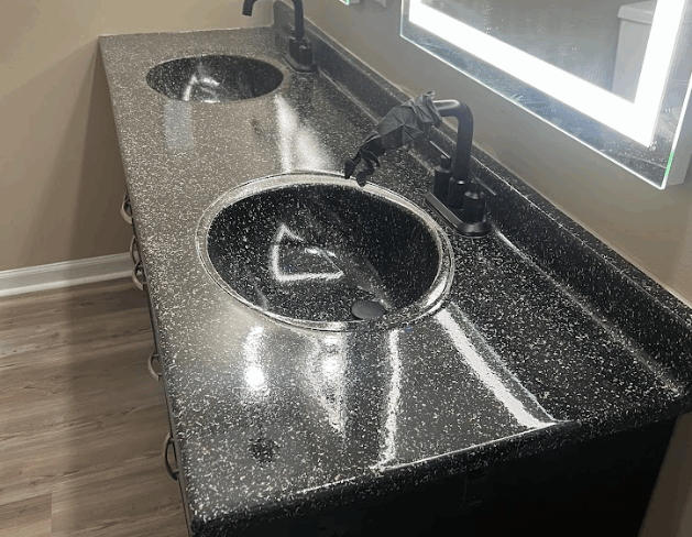 Black sink countertop
