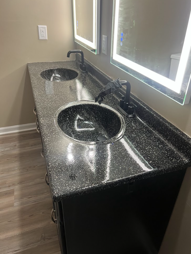 Black sink countertop